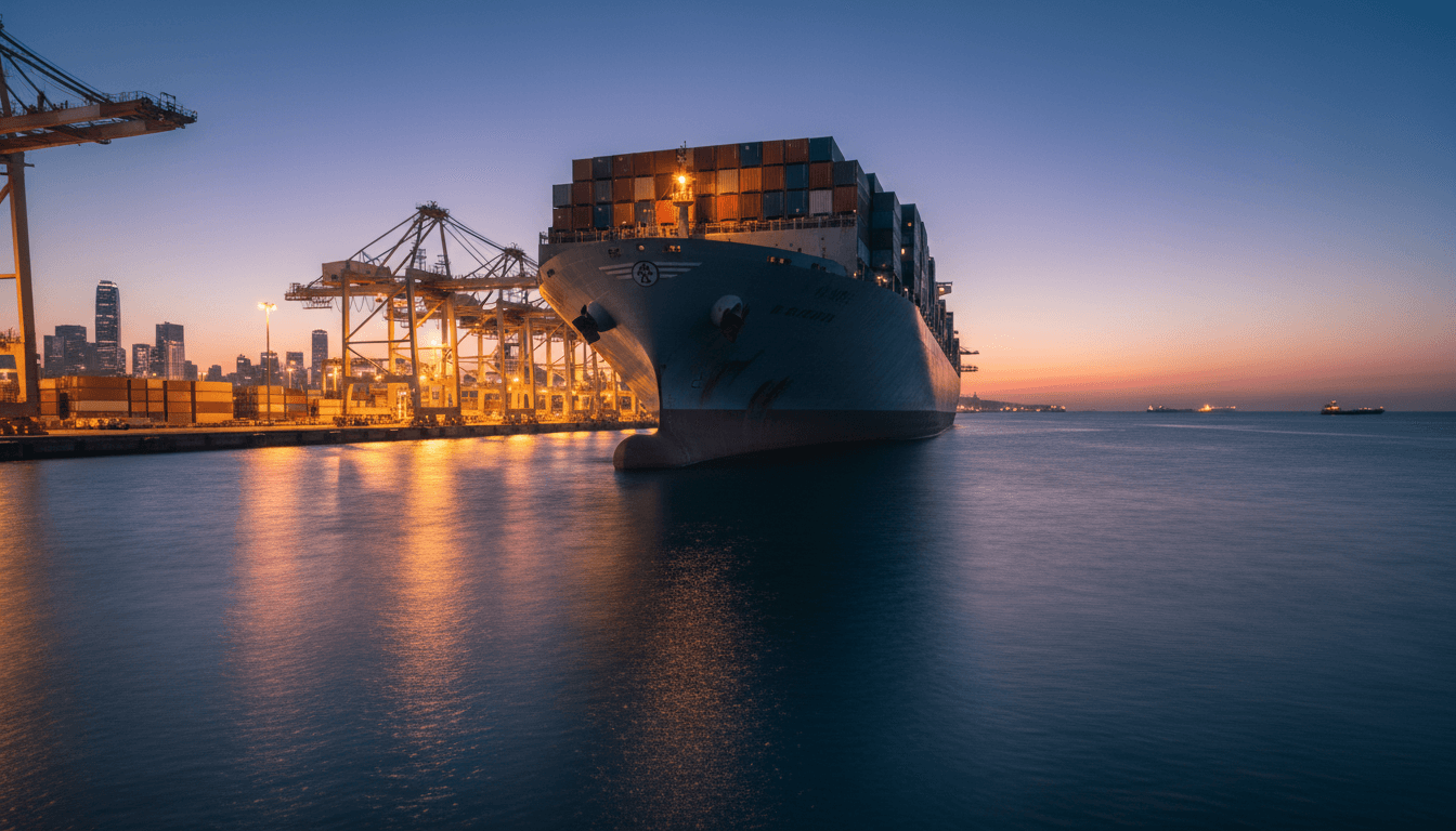 Container ship at port